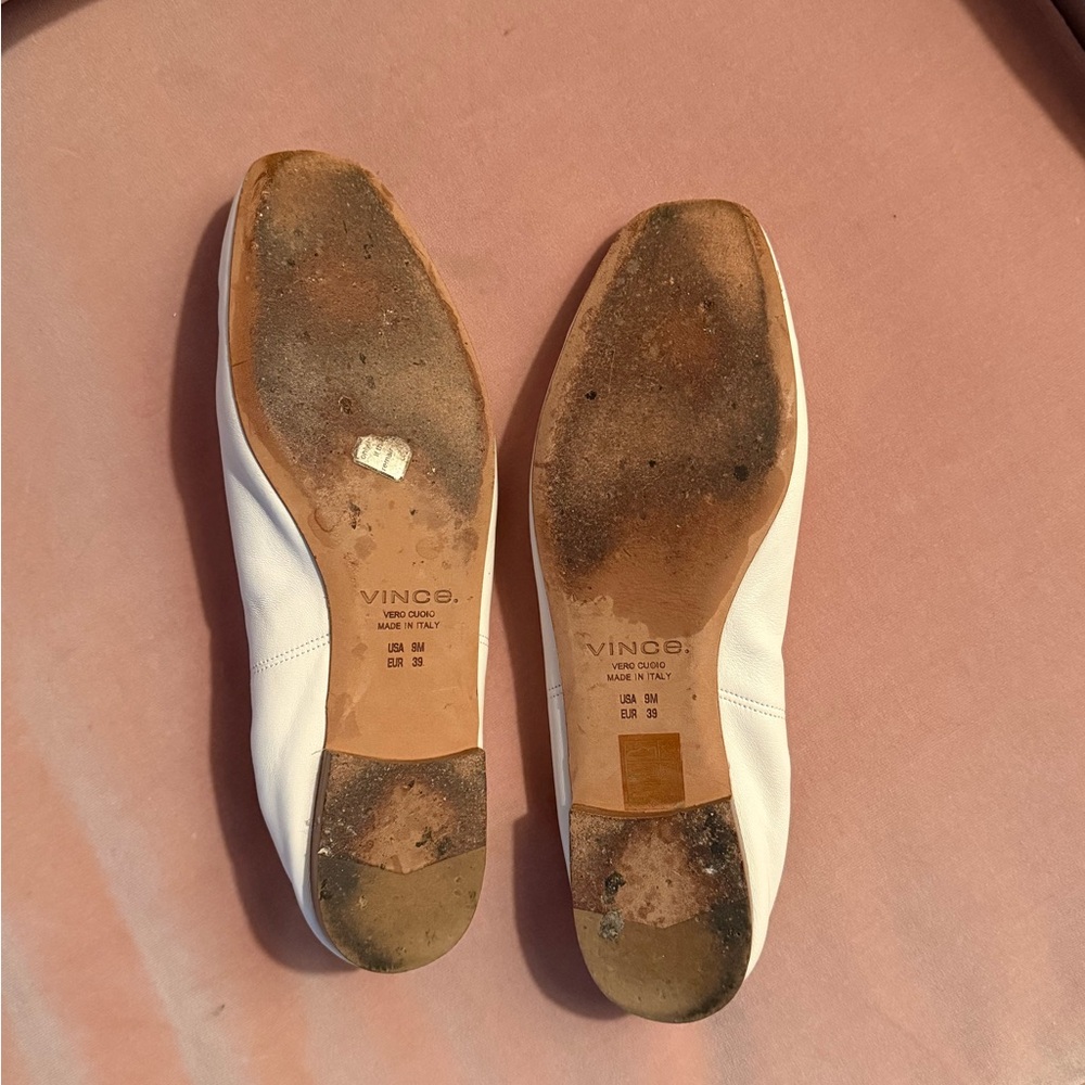 Vince White Leather Ballet Flats - Women's Slip-On - Picture 2 of 2